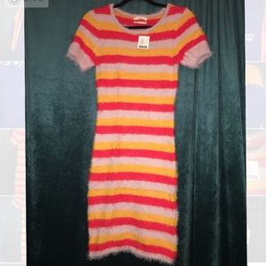 UO Striped Faux Fur Mini Dress